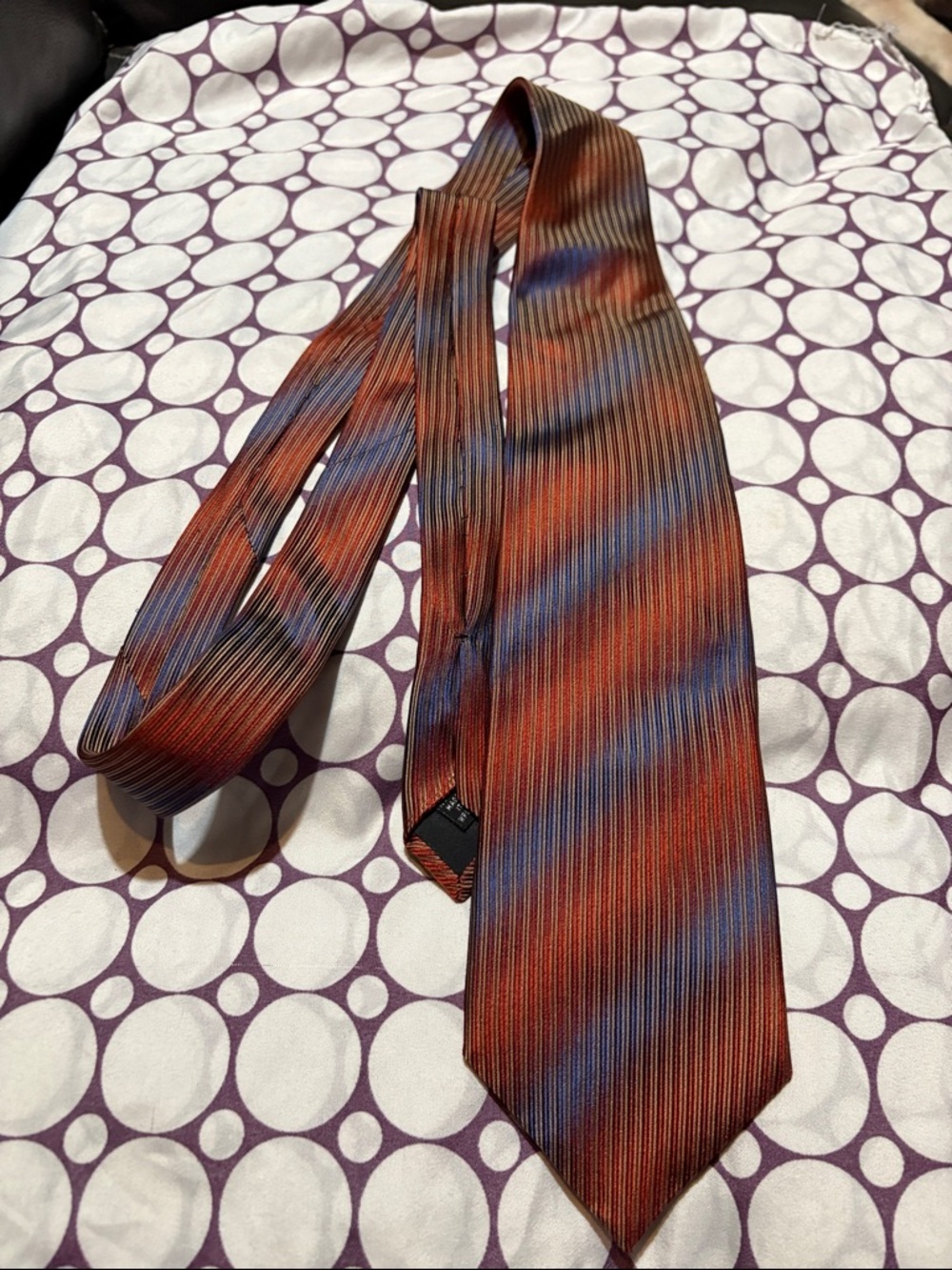Alfani Red and Blue Diagonal Stripe Silk Tie - Picture 2 of 3